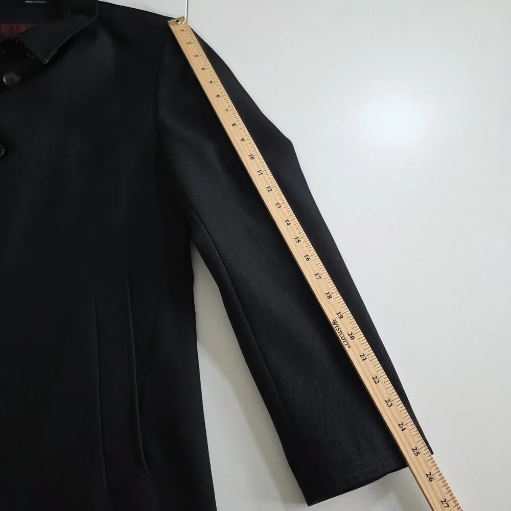 Hugo Boss The Task Wool Overcoat Men US 38R Black Lined Minimalist Office Grunge